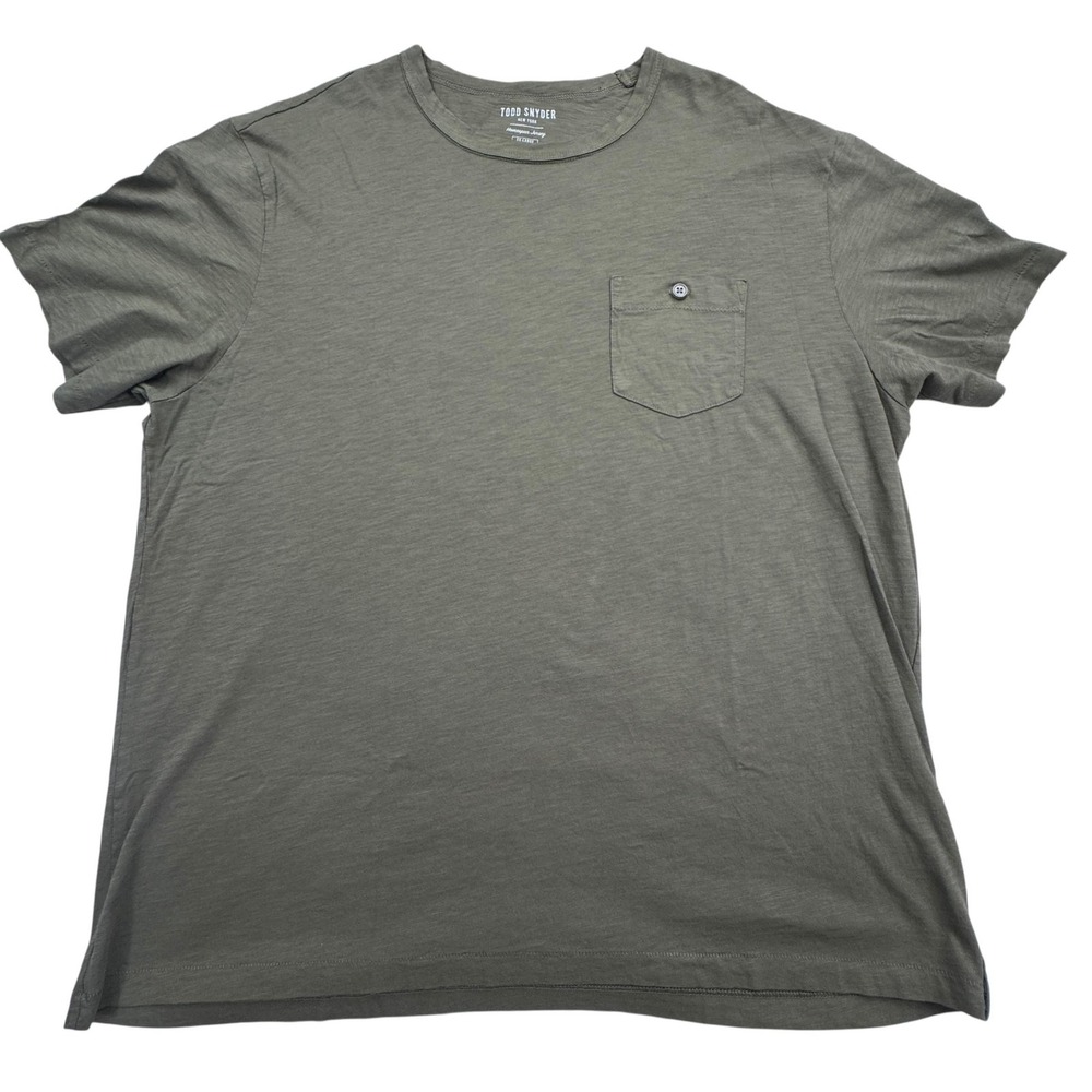 Todd Snyder Shirt Mens 2XL Green Olive Slub Pocket Tee Made USA Homespun Jersey